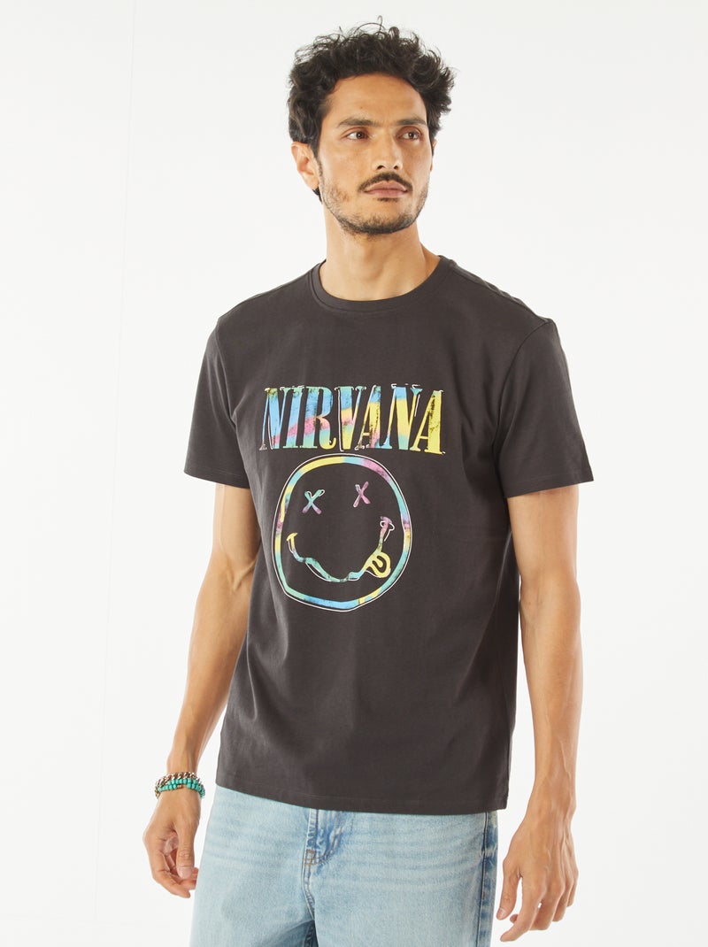 T-shirt con stampa 'Nirvana' a maniche corte NERO - Kiabi