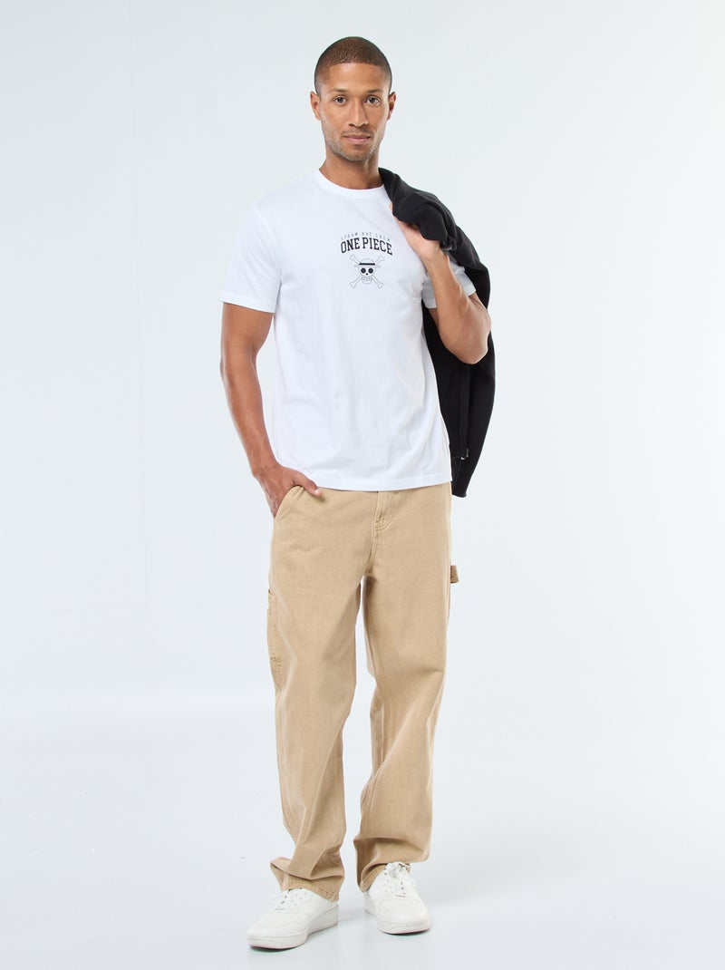 T-shirt con stampa 'One Piece' a maniche corte bianco - Kiabi