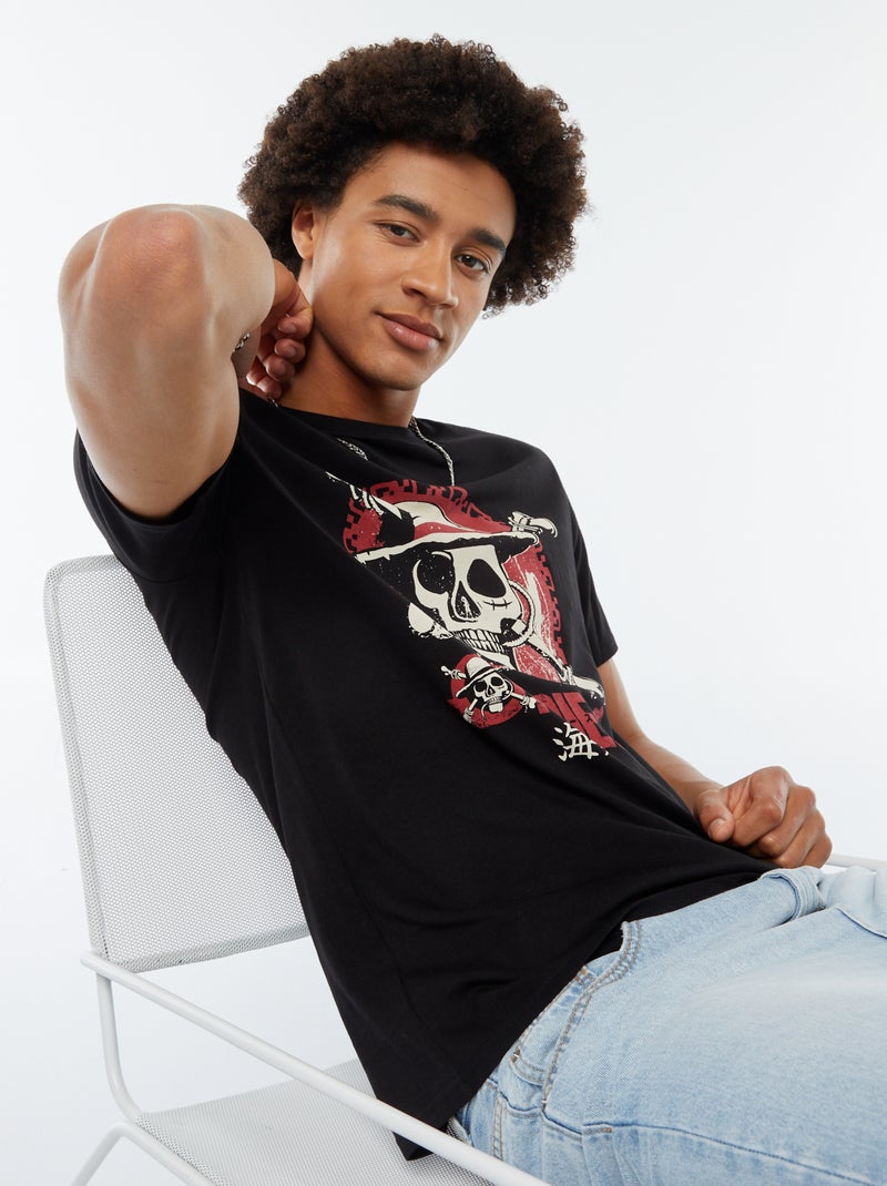 T-shirt con stampa 'One Piece' a maniche corte nero - Kiabi