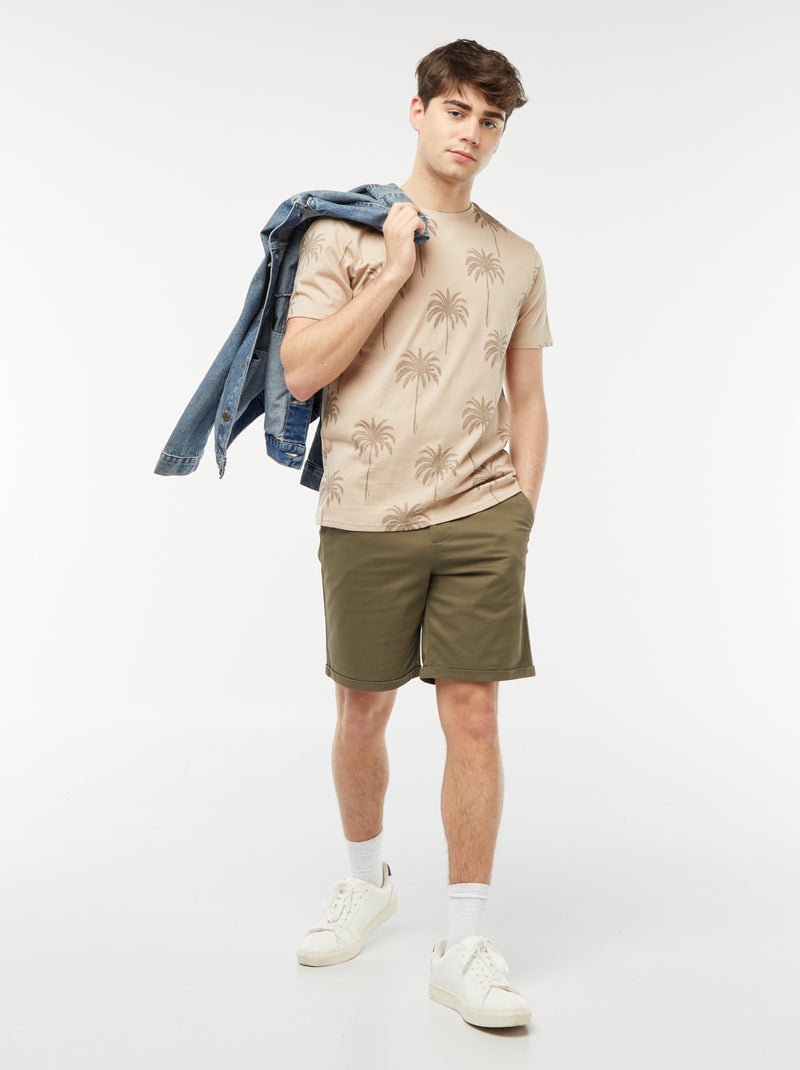 T-shirt con stampa palme Beige - Kiabi