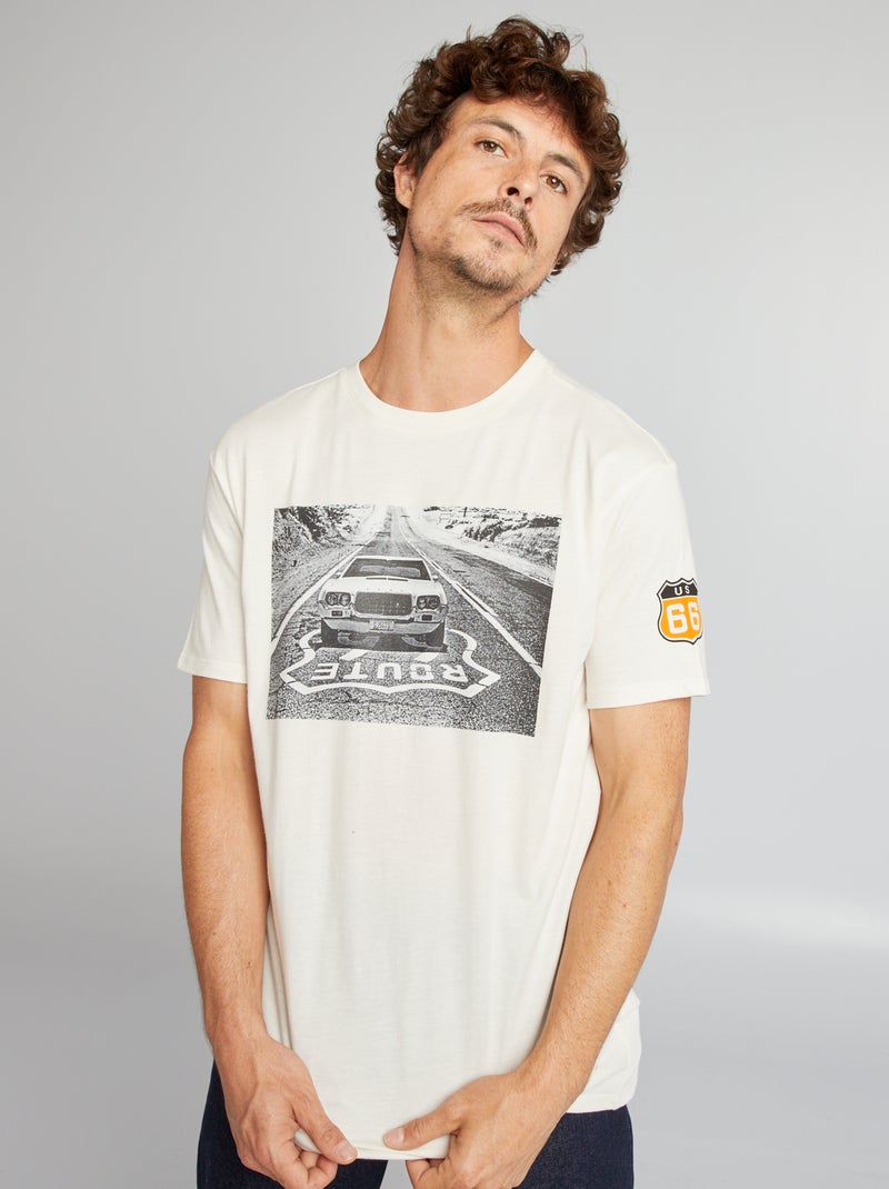T-shirt con stampa 'Route 66' BIANCO - Kiabi