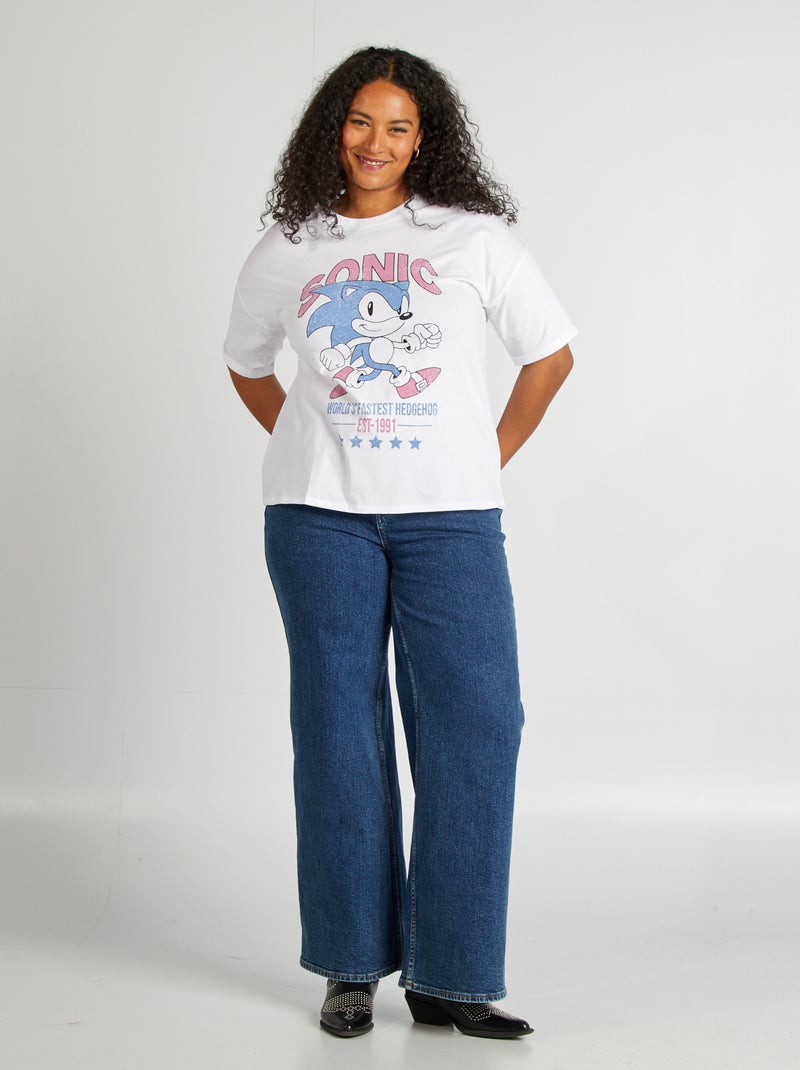 T-shirt con stampa 'Sonic' bianco - Kiabi