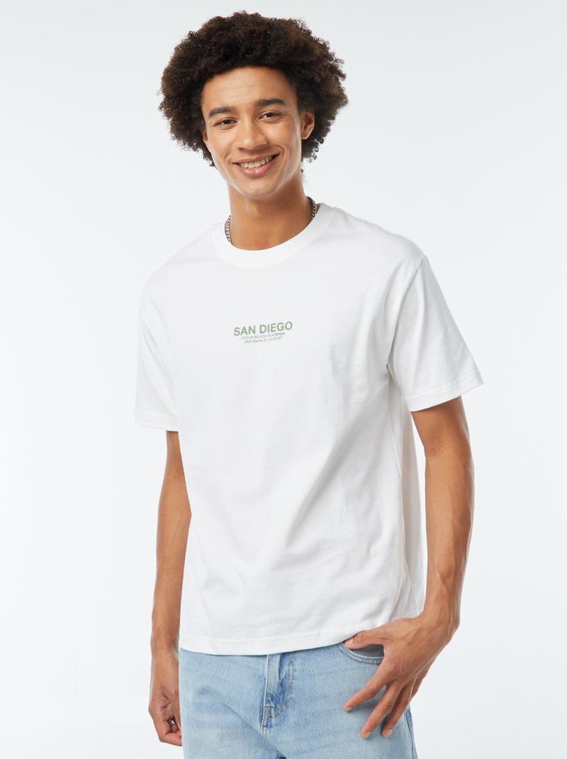 T-shirt con stampa sul petto Bianco - Kiabi
