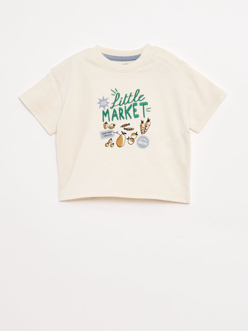 T-shirt con stampa sul petto e dietro - Bianco - Kiabi