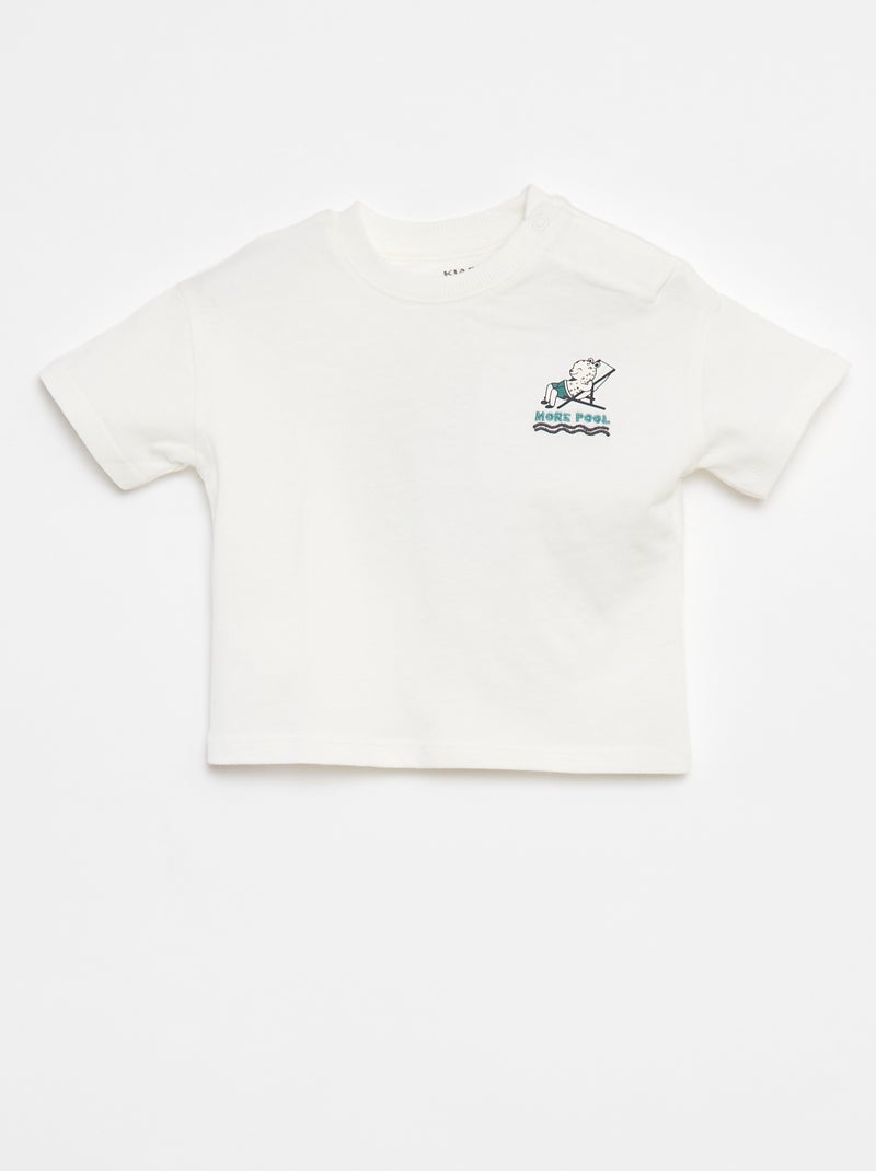 T-shirt con stampa sul petto e dietro - Bianco - Kiabi
