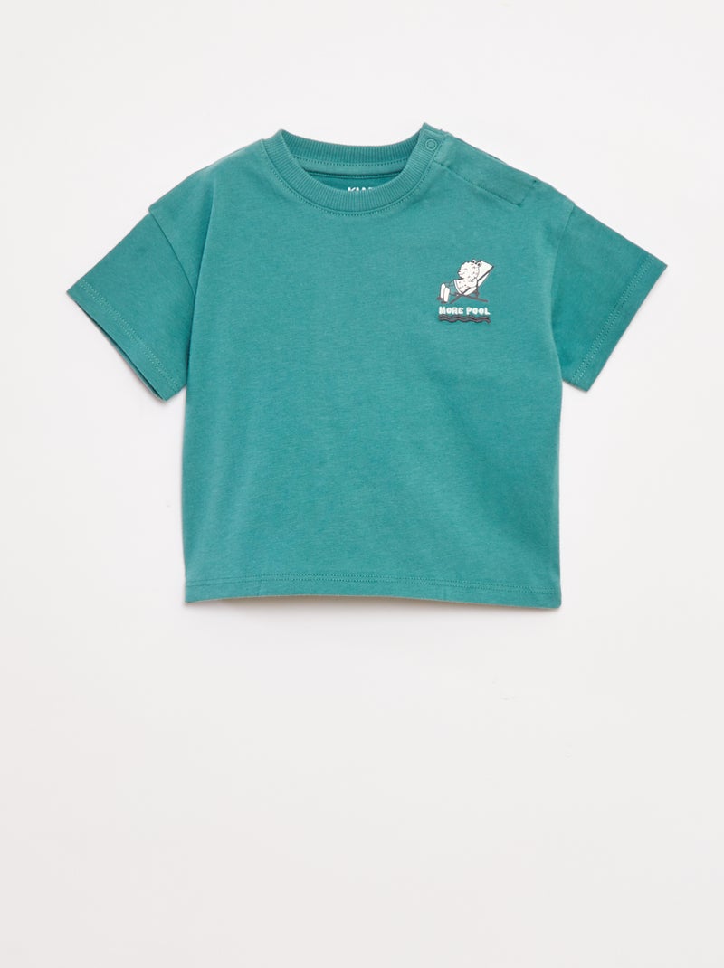 T-shirt con stampa sul petto e dietro - Verde - Kiabi