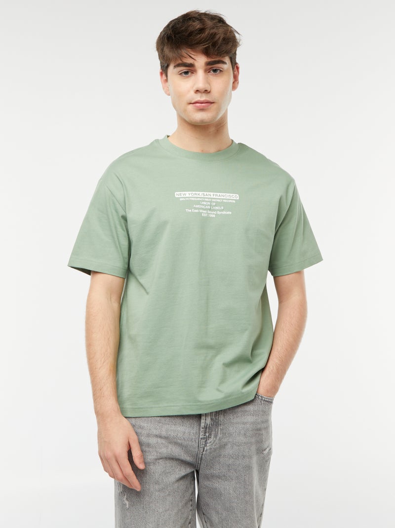T-shirt con stampa sul petto VERDE - Kiabi