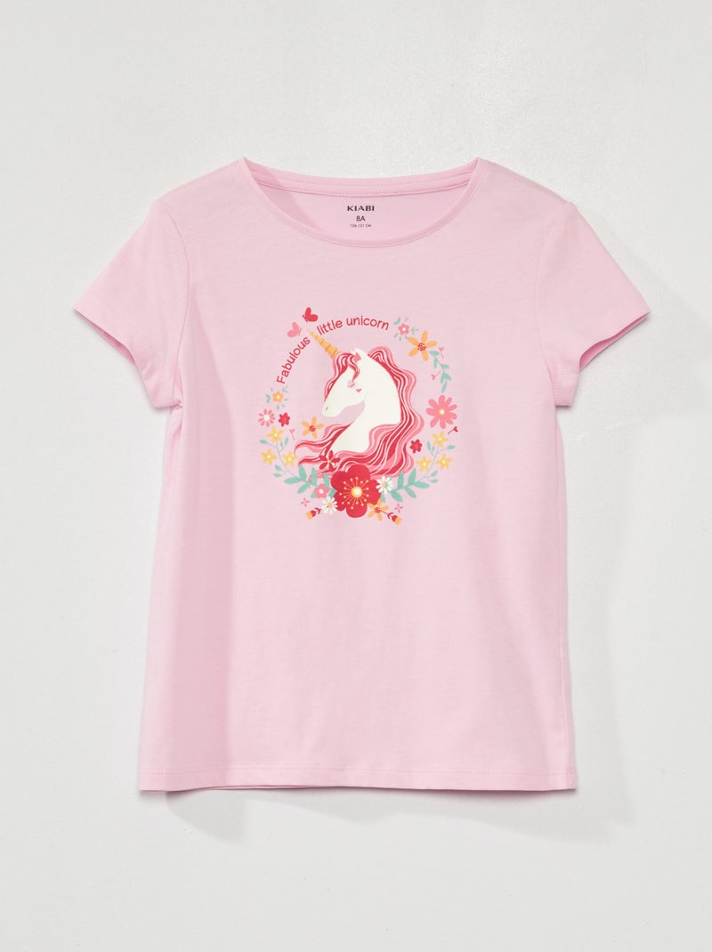 T-shirt con stampa 'unicorno' ROSA - Kiabi
