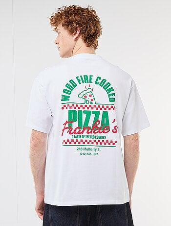 T-shirt con stampe davanti e dietro in cotone tinta unita