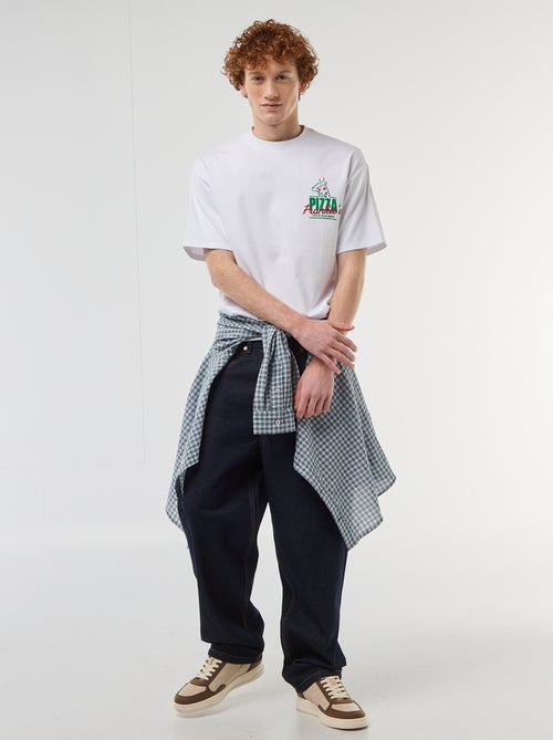 T-shirt con stampe davanti e dietro in cotone tinta unita - Kiabi