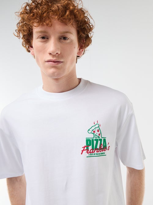 T-shirt con stampe davanti e dietro in cotone tinta unita - Kiabi