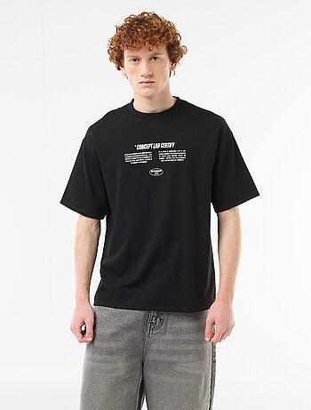 T-shirt con stampe davanti e dietro in cotone tinta unita