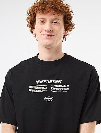 T-shirt con stampe davanti e dietro in cotone tinta unita