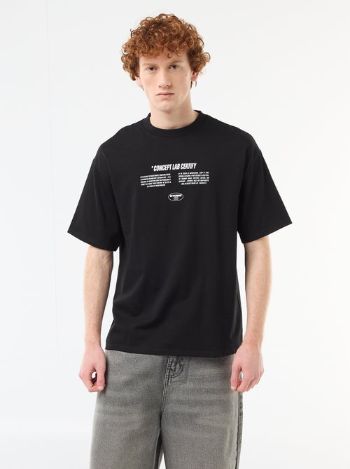 T-shirt con stampe davanti e dietro in cotone tinta unita - Kiabi