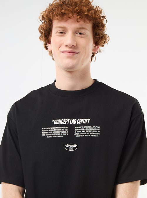 T-shirt con stampe davanti e dietro in cotone tinta unita - Kiabi