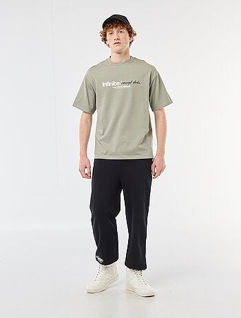 T-shirt con stampe davanti e dietro in cotone tinta unita