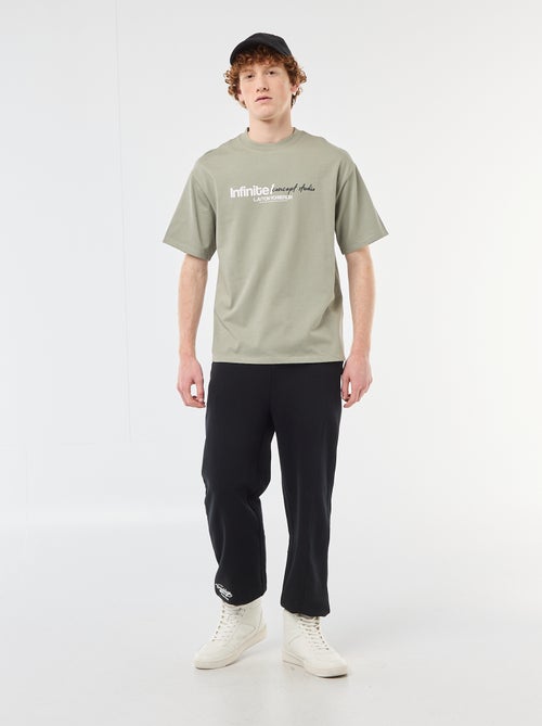 T-shirt con stampe davanti e dietro in cotone tinta unita - Kiabi