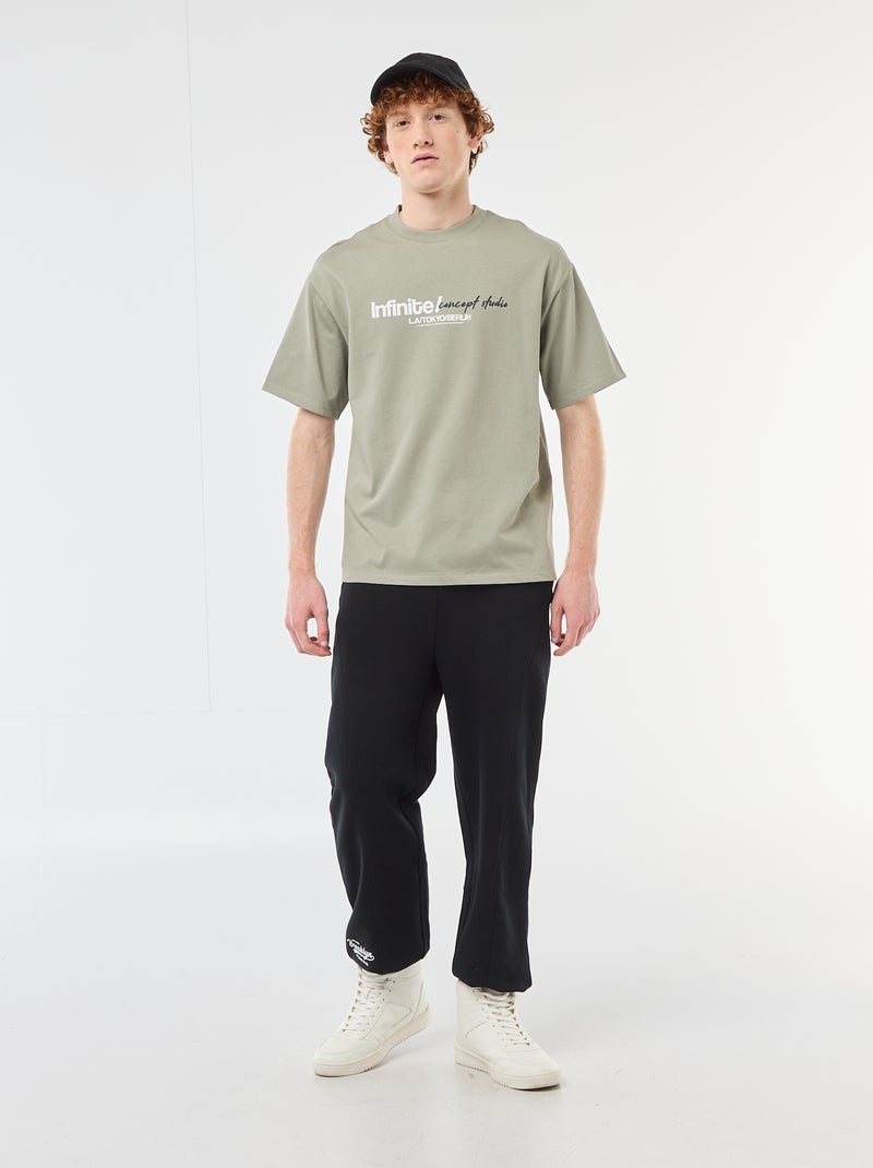 T-shirt con stampe davanti e dietro in cotone tinta unita Verde - Kiabi