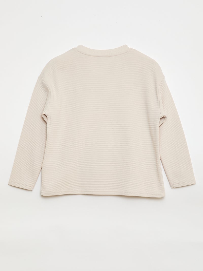 T-shirt con tasca a marsupio in maglia Ottoman Bianco - Kiabi