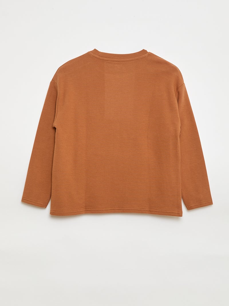 T-shirt con tasca a marsupio in maglia Ottoman Marrone - Kiabi