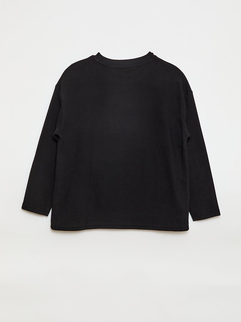 T-shirt con tasca a marsupio in maglia Ottoman Nero - Kiabi