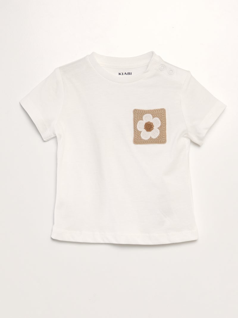 T-shirt con tasca all'uncinetto BIANCO - Kiabi