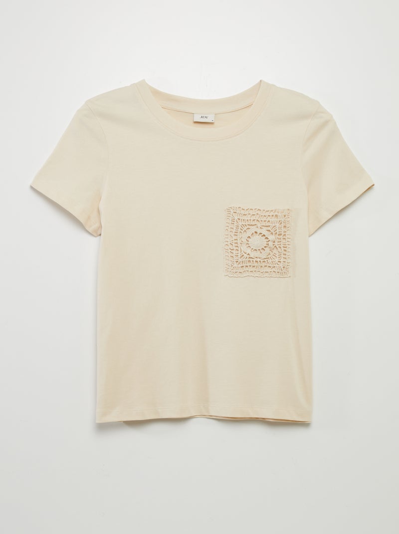 T-shirt con tasca all'uncinetto 'JDY' BEIGE - Kiabi