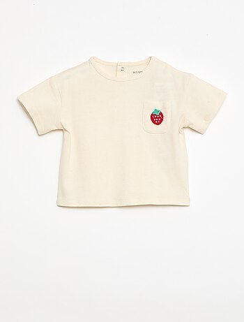 T-shirt con tasca fantasia e ricamo