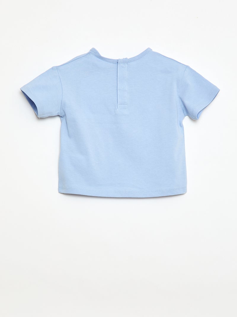 T-shirt con tasca fantasia e ricamo Blu - Kiabi