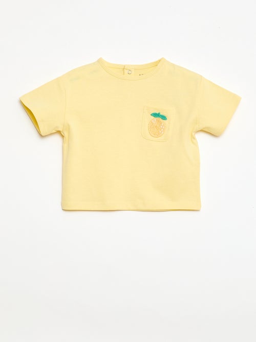 T-shirt con tasca fantasia e ricamo - Kiabi
