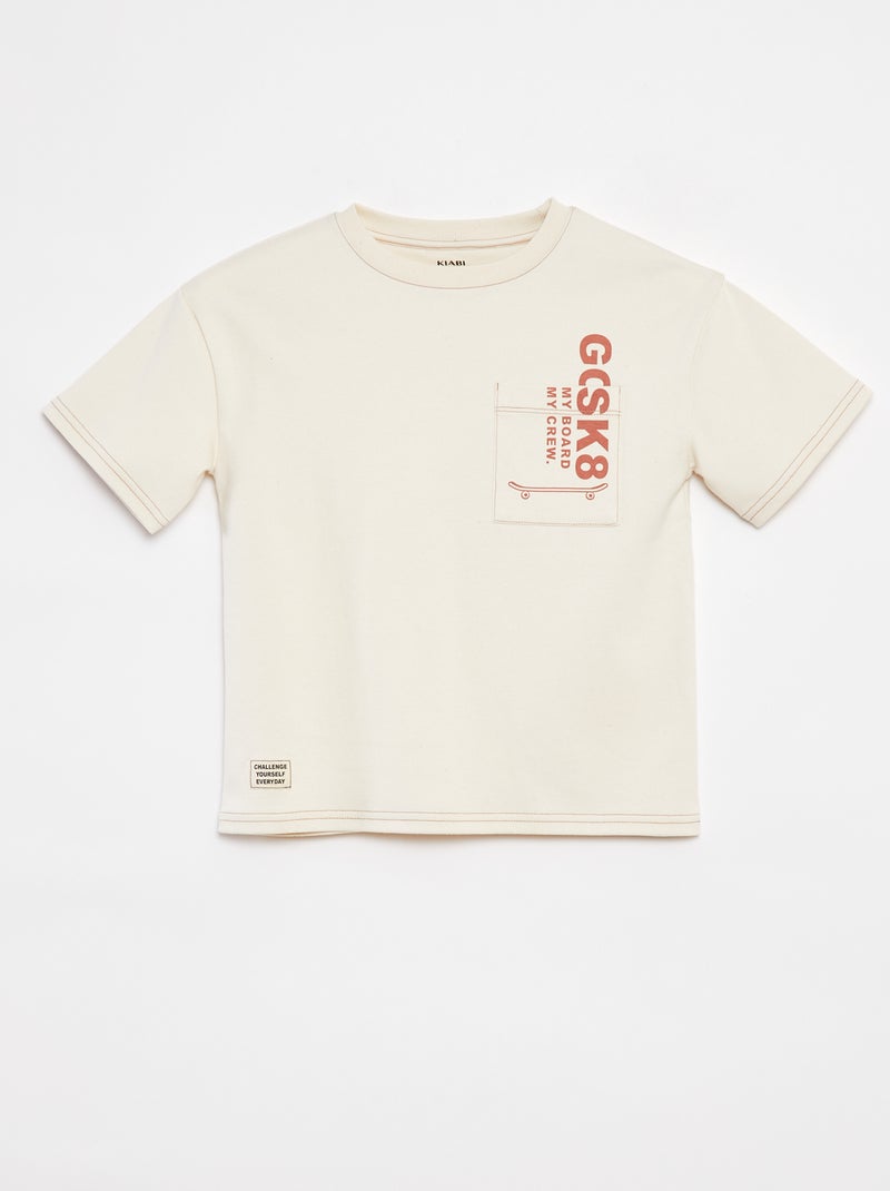 T-shirt con tasca stampata BIANCO - Kiabi