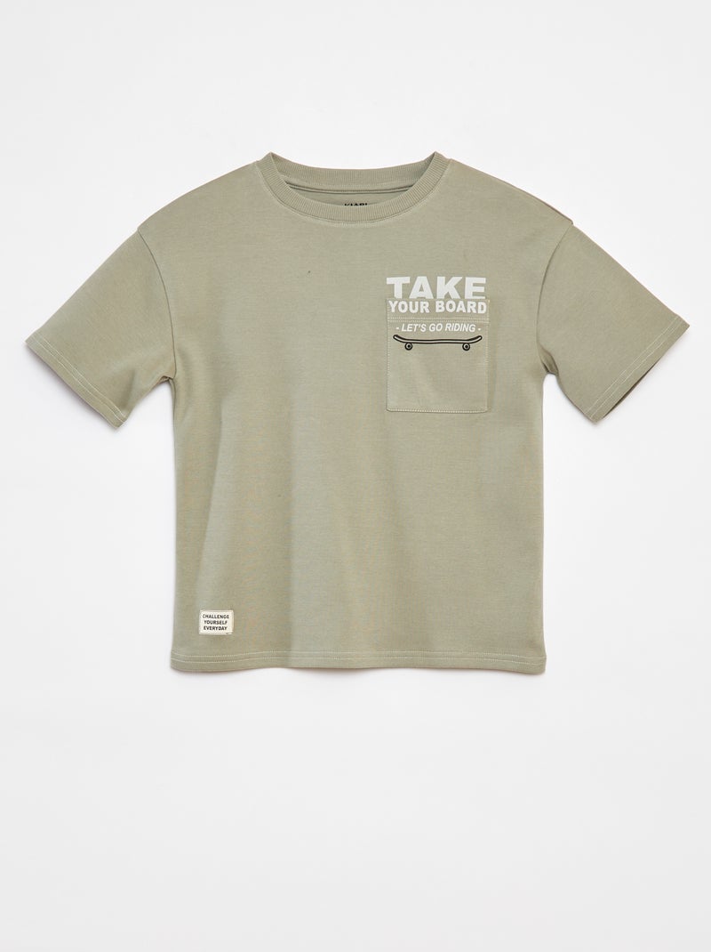 T-shirt con tasca stampata VERDE - Kiabi