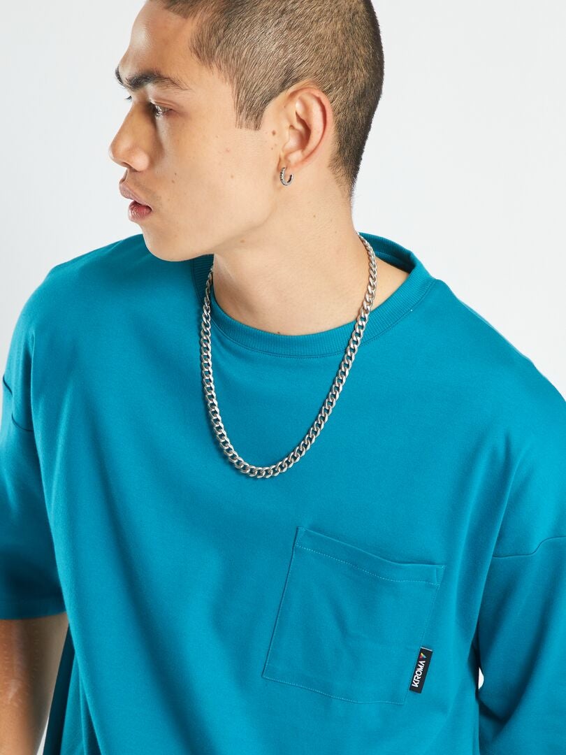 T-shirt con tasca sul petto BLU - Kiabi