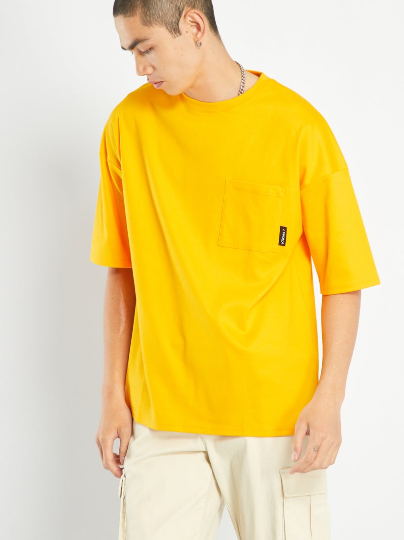 T-shirt con tasca sul petto GIALLO - Kiabi