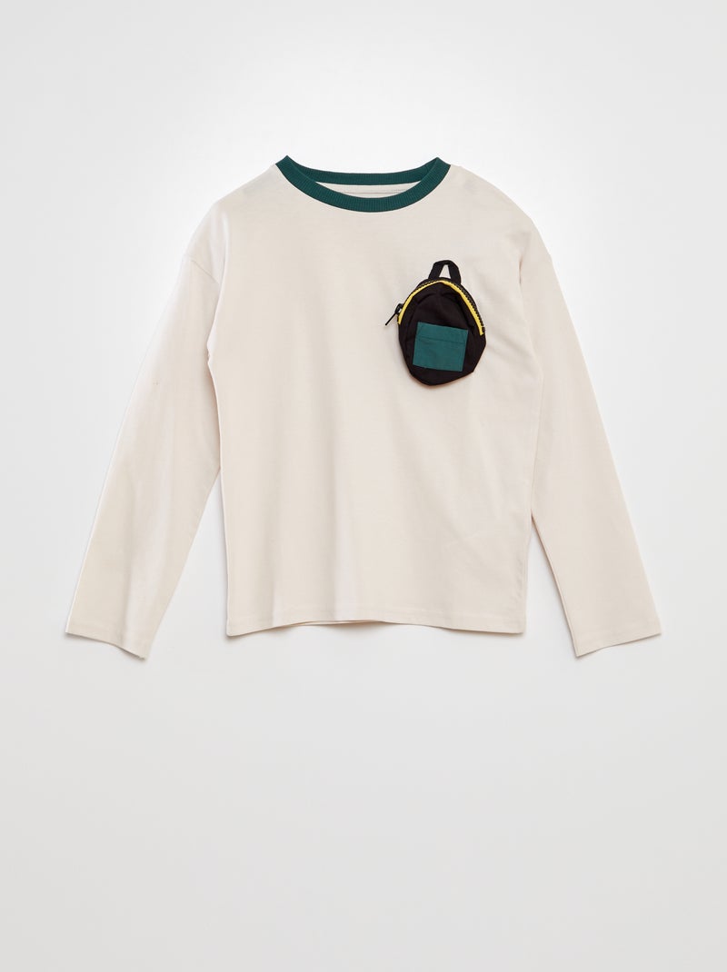 T-shirt con taschino in rilievo BIANCO - Kiabi