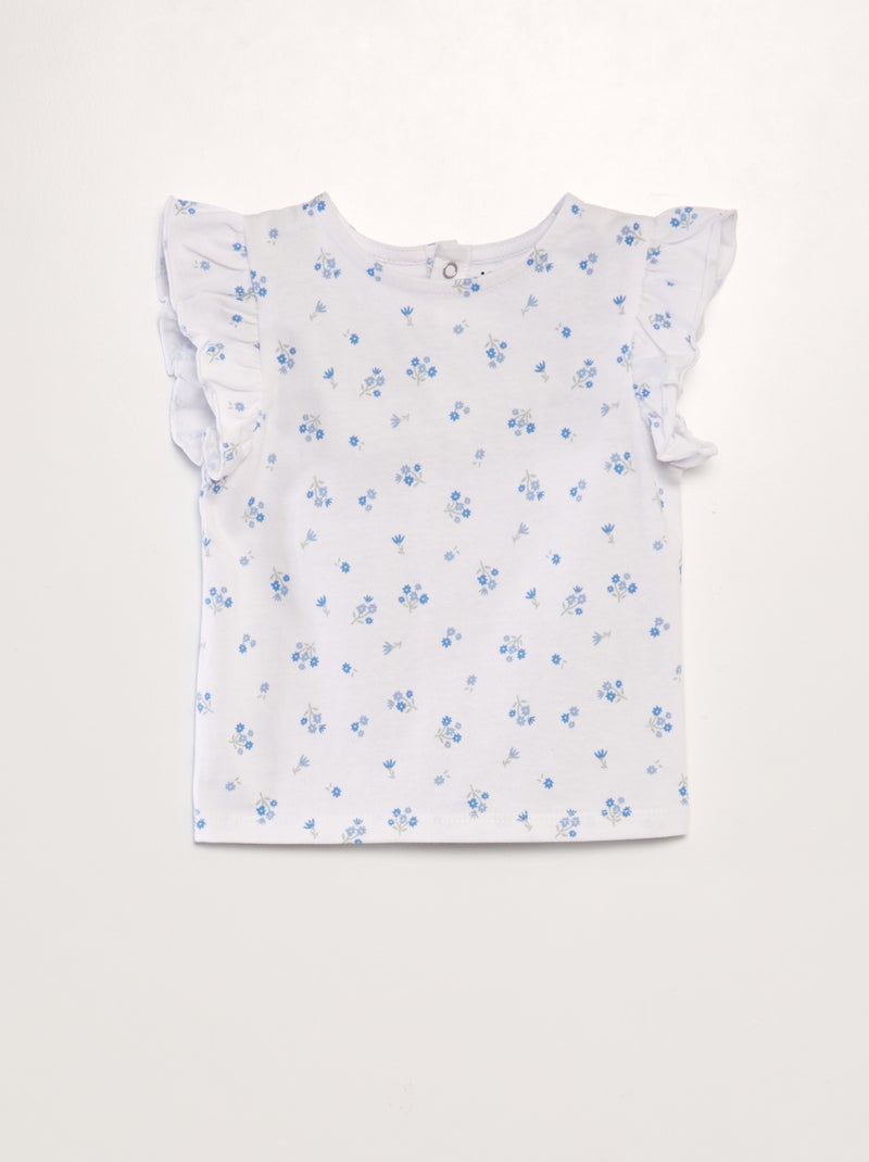 T-shirt con volant BIANCO - Kiabi