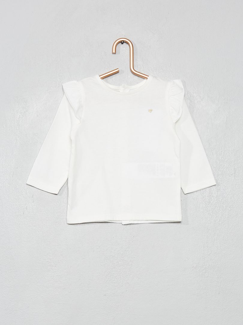 T-shirt con volant Bianco - Kiabi