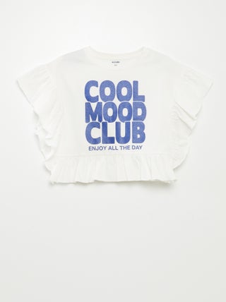 T-shirt con volant e stampa