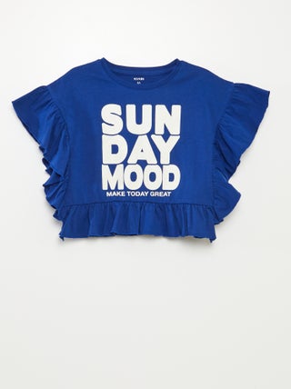 T-shirt con volant e stampa
