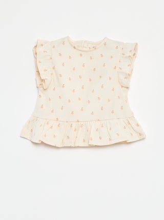 T-shirt con volant e stampa
