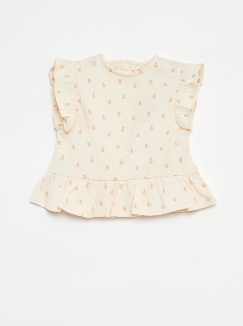 T-shirt con volant e stampa - Kiabi