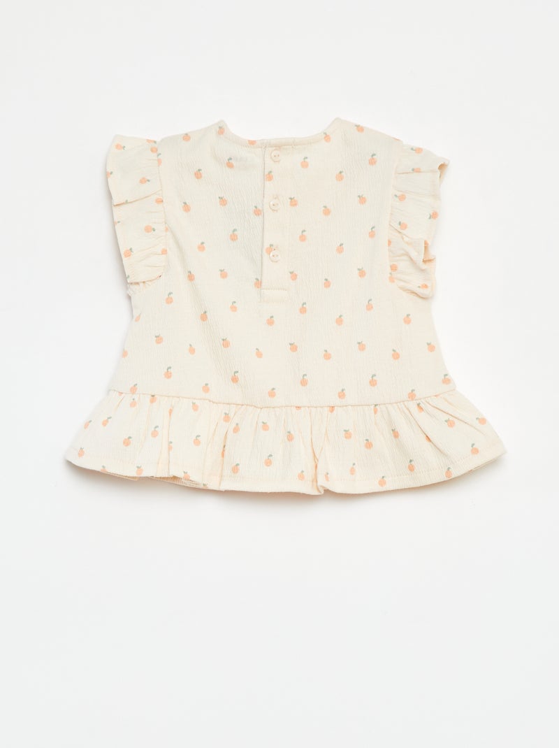 T-shirt con volant e stampa ROSA - Kiabi