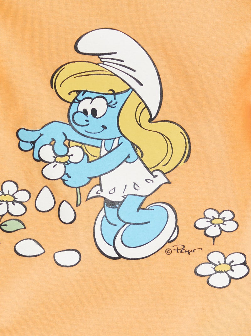 T-shirt con volant 'I Puffi' ARANCIONE - Kiabi