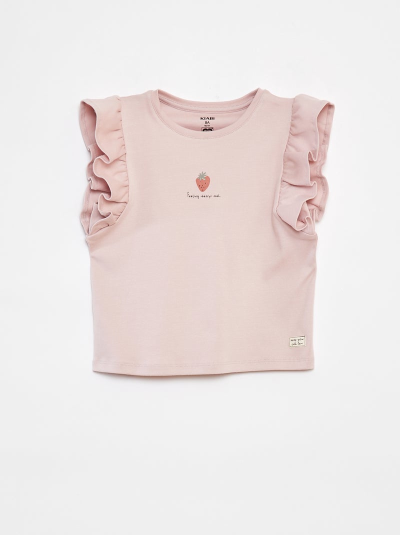 T-shirt con volant ROSSO - Kiabi