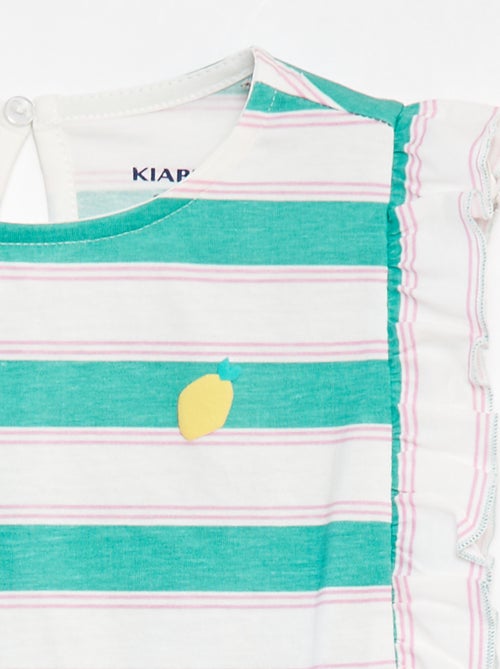 T-shirt con volant sul giromanica e motivo - Kiabi