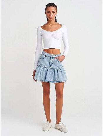 T-shirt corta a coste da donna dilvin