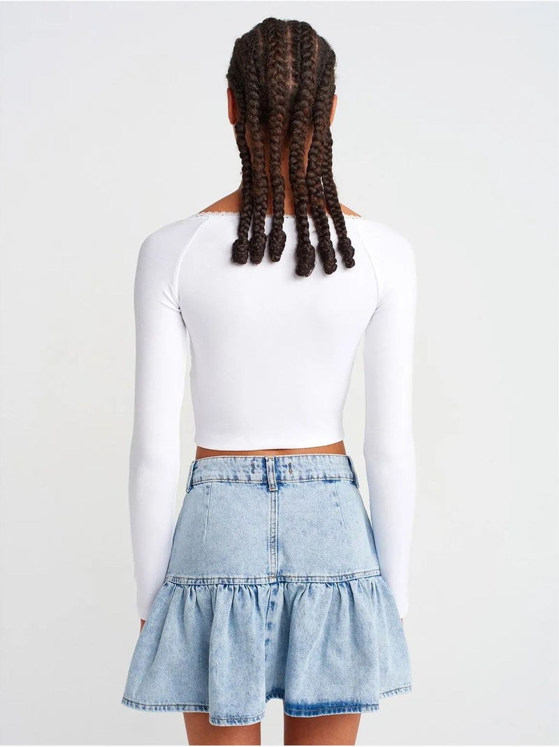 T-shirt corta a coste da donna dilvin Bianco - Kiabi