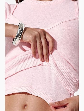 T-shirt corta a costine manica corta busem