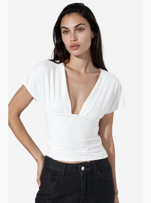T-shirt corta aderente con laccio manica corta busem - Kiabi