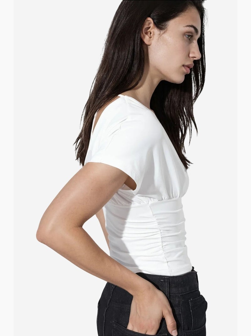T-shirt corta aderente con laccio manica corta busem Bianco - Kiabi